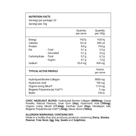 BYS Choc Hazelnut Collagen Complex 200g