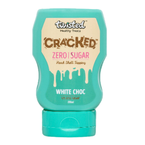 Cracked Zero Sugar Hard Shell Topping White Choc 200ml- store topping upside down