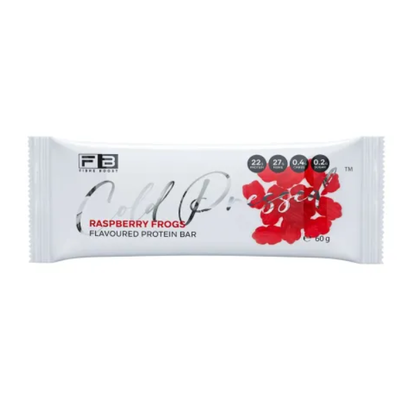FIBRE BOOST Raspberry Frogs 60g Cold Pressed Protein Bar -