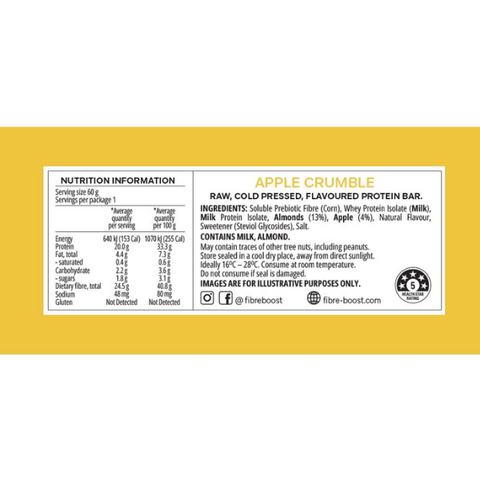 FIBRE BOOST Apple Crumble 60g Cold Pressed Protein Bar -