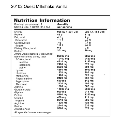 Quest Nutrition Vanilla Protein Shake, 45g Protein 414ml
