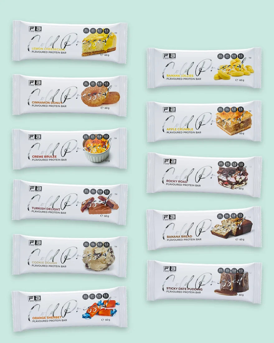 The 11 Fibre Boost bars in the Variety Box