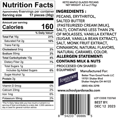 Keto Maple Candied Pecans 170g