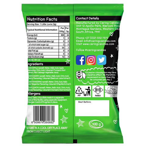 Sugar Free Candy: Little Lovies | 100g | Assorted Sours