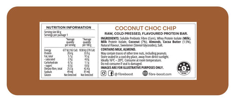 FIBRE BOOST Coconut Choc Chip 60g Cold Pressed Protein Bar
