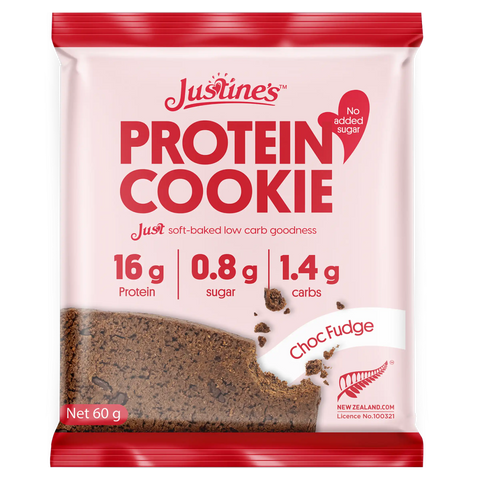 Justine's Choc Fudge Protein Cookie 60g, front of pack