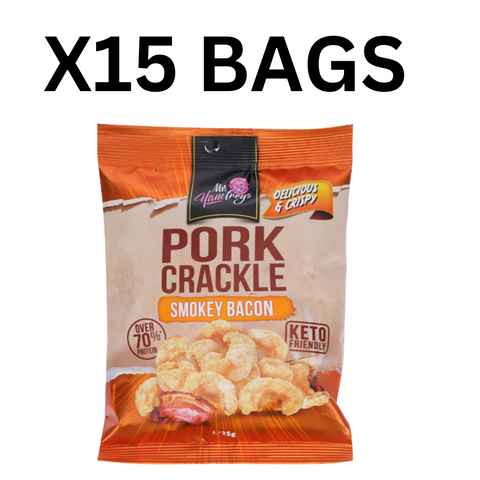 BOX OF Pork Crackle- Smokey Bacon- 15 packets x 25g