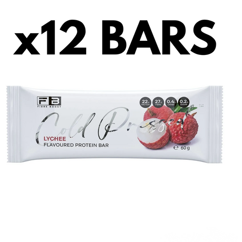 FIBRE BOOST LYCHEE 60g x 12 BOX BUNDLE Cold Pressed Protein Bar -