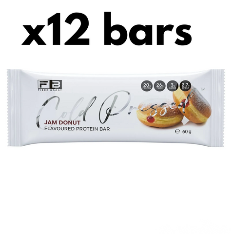 FIBRE BOOST JAM DONUT 60G X 12 BOX BUNDLE Cold Pressed Protein Bar -