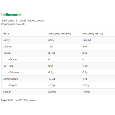 Beef Protein Powder 1kg Unflavoured