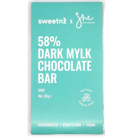Sweetnz X She Universe 58% Dark Mylk Chocolate (Mint) ℮80g BB 12/4/24