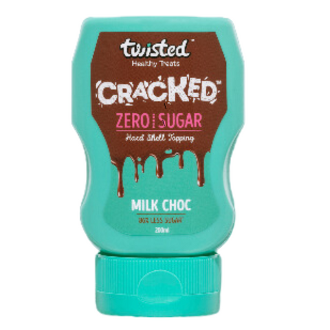 Cracked Zero Sugar Hard Shell Topping Milk Choc 200ml- store topping upside down
