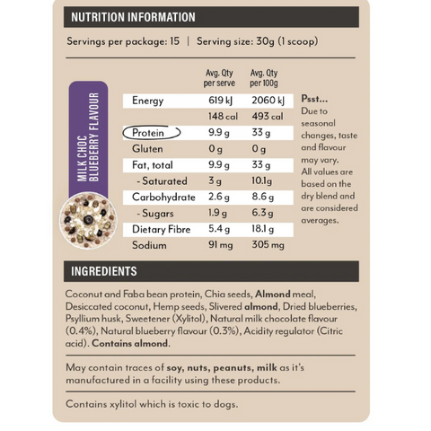 Protein Breakfast Bircher Muesli Milk Choc Blueberry Flavour - 450g
