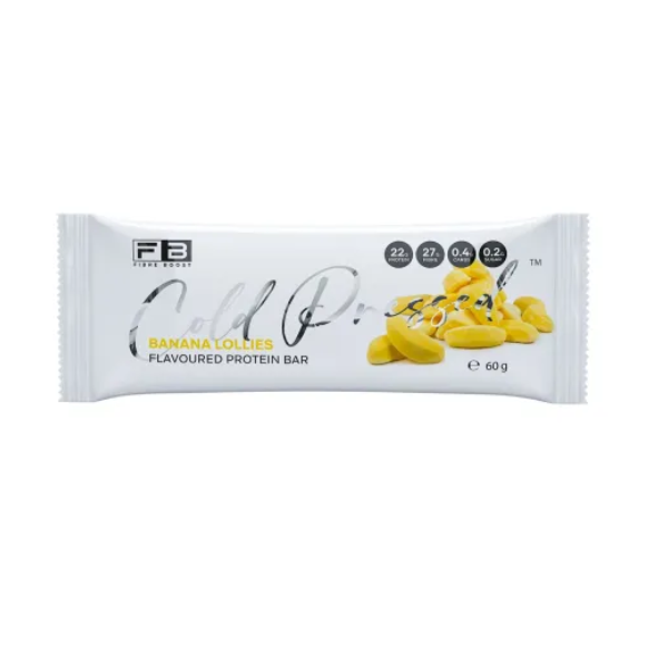 FIBRE BOOST Banana Lollies Flavour 60g Cold Pressed Protein Bar -