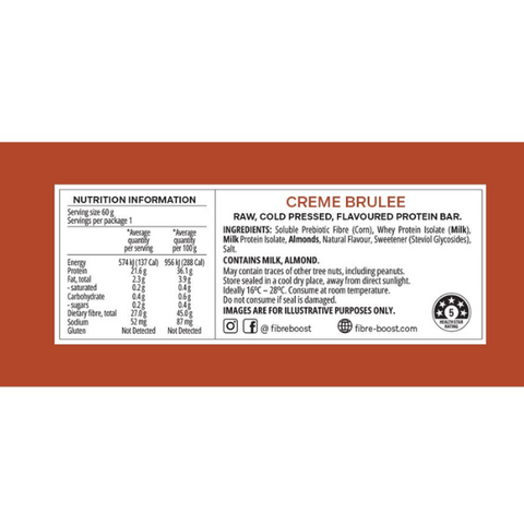 FIBRE BOOST Cold Pressed Protein Bar - Creme Brulee 60g