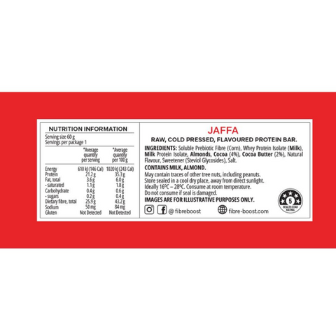 FIBRE BOOST Cold Pressed Protein Bar - Jaffa 60g