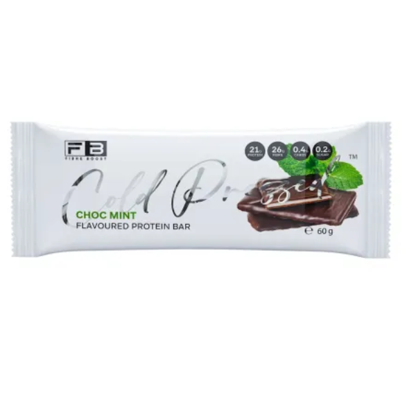 FIBRE BOOST Choc Mint 60g Cold Pressed Protein Bar -