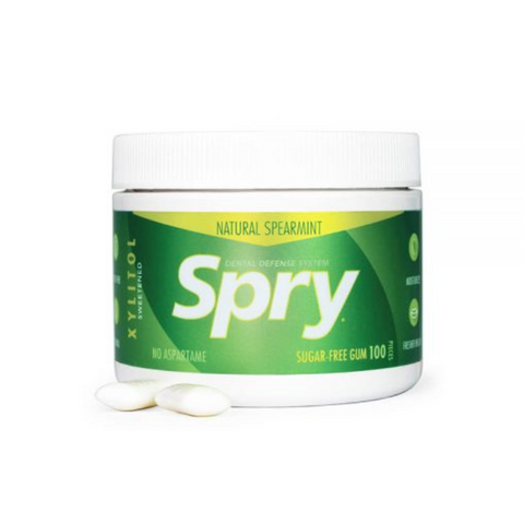 SPRY NATURAL SPEARMINT XYLITOL GUM (SUGAR FREE) 100CT TUB