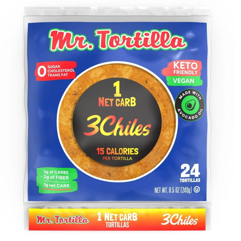 1 Net Carb, 3 CHILLIES 15 Calorie Tortillas - 24 Count