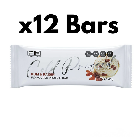 FIBRE BOOST RUM AND RASIN 60G X 12 BOX BUNDLE Cold Pressed Protein Bar -