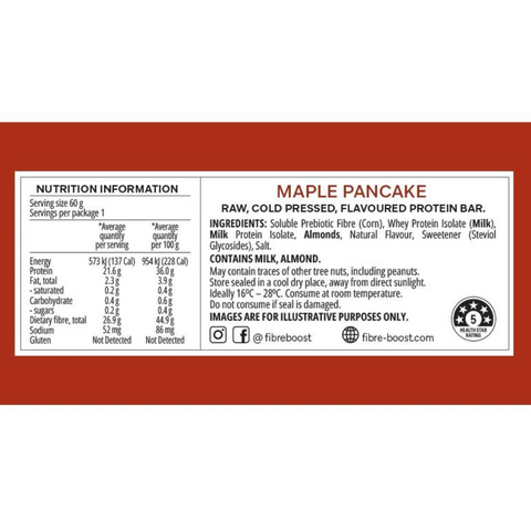 FIBRE BOOST Maple Pancake 60g Cold Pressed Protein Bar