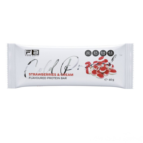 FIBRE BOOST Strawberries & Cream 60g Cold Pressed Protein Bar