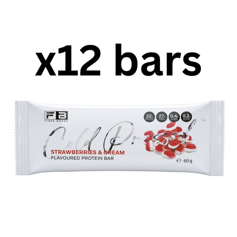 FIBRE BOOST Strawberries & Cream 60g Cold Pressed Protein Bar x 12 bars