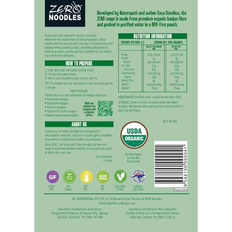 Zero Slim & Healthy Lasagne Organic Konjac Lasagna Sheet | 400g