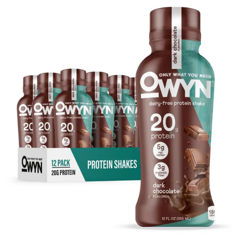 OWYN Protein Shake, Non-Dairy, Dark Chocolate 12 Pack BUNDLE