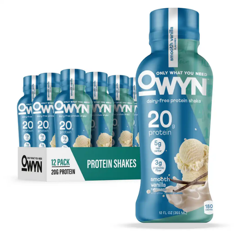 OWYN Protein Shake, Non-Dairy, Smooth Vanilla 12 pack BUNDLE