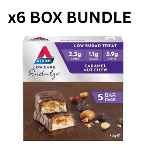 6 BOX BUNDLE Endulge Bars - Caramel Nut Chew (5 x 34g)