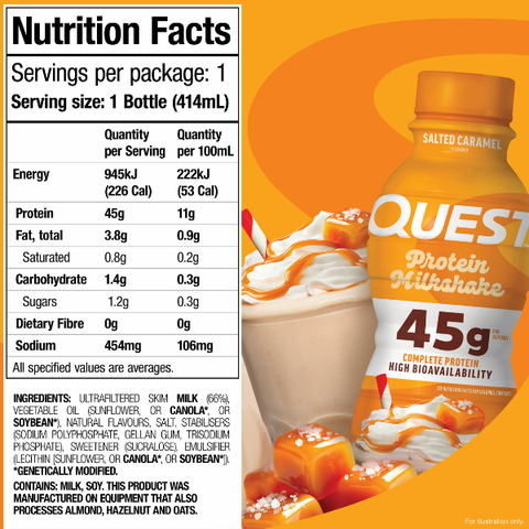 12 PACK BOX Salted Caramel Protein Shake, 45g Protein