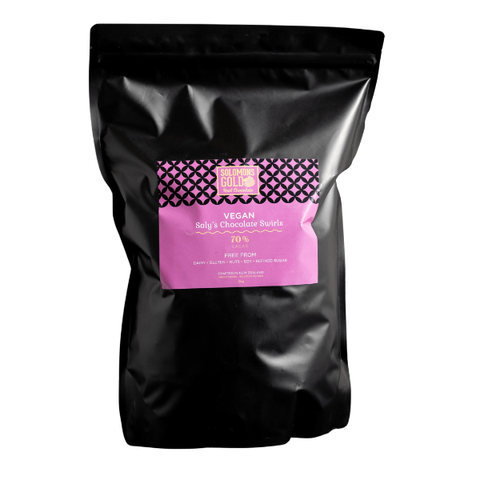 SOLY'S CHOCOLATE SWIRLS 70% CACAO, 500G REFINED SUGAR FREE