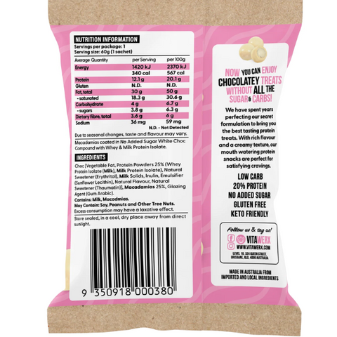 White Choc Macadamias(60g) NEW FORMULA