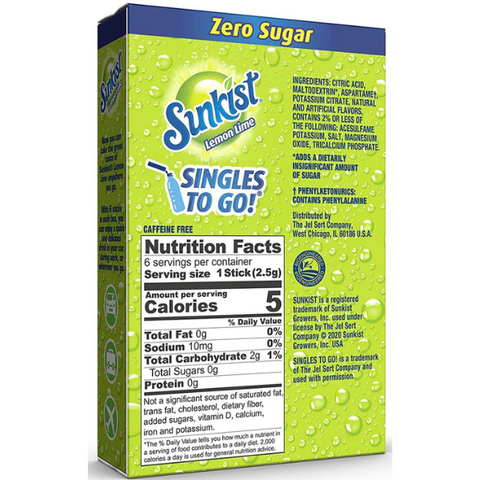 Zero Sugar Singles-to-Go - 6 sticks / Lemon Lime