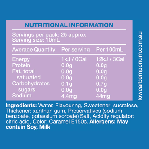 Vanilla Flavoured Zero Sugar Syrup - 250mL