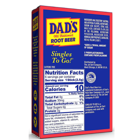 Dad's Root Beer Zero Sugar Singles-to-Go 6 sticks