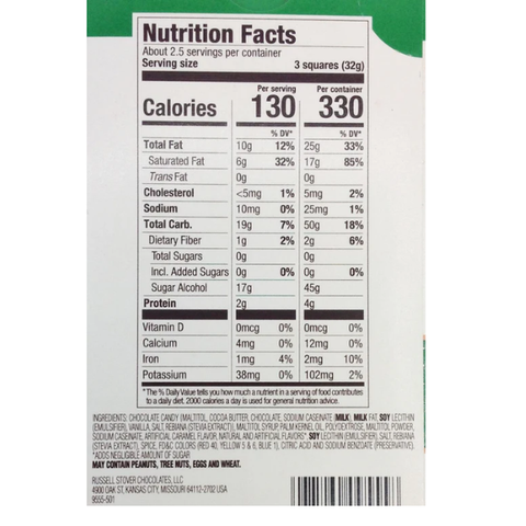 Russell Stover Sugar Free Chocolate Bar - Milk Chocolate Caramel / 85g