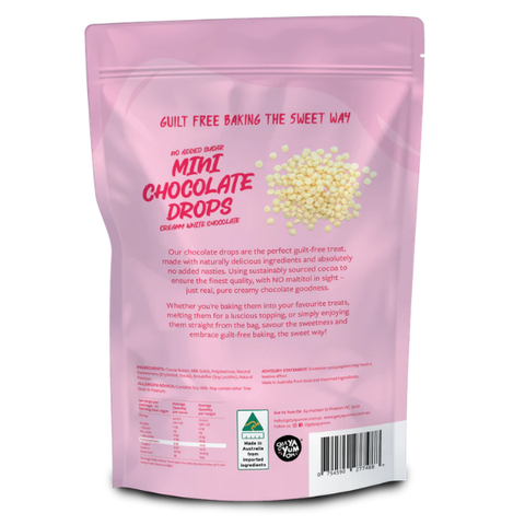 No Sugar Added Mini White Chocolate Drops 250g