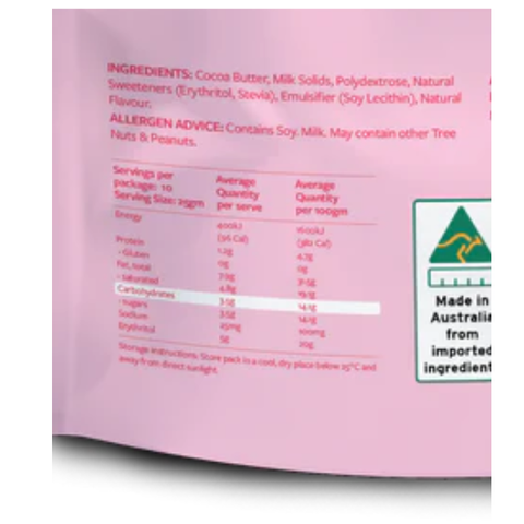 No Sugar Added Mini White Chocolate Drops 250g