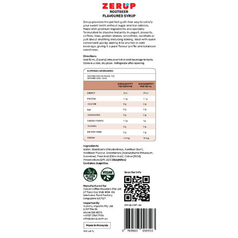 Zero Sugar Root Beer  Syrup 1L
