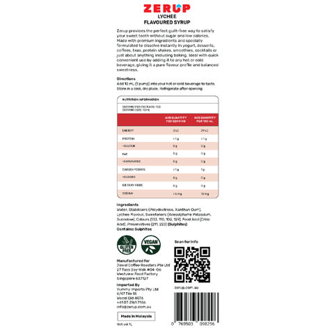 Zero Sugar Lychee Syrup 1L