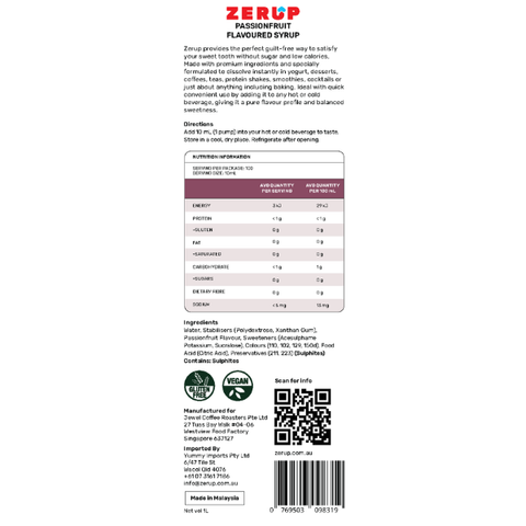 Zero Sugar Passionfruit Syrup 1L