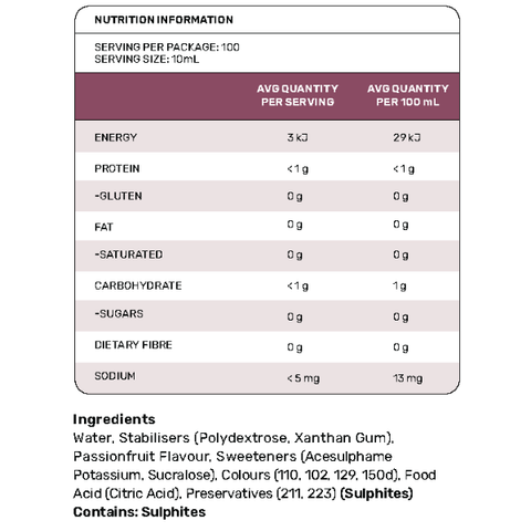 Zero Sugar Passionfruit Syrup 1L