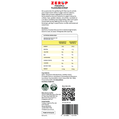 Zero Sugar Pineapple Syrup 1L