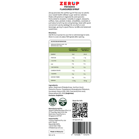 Zero Sugar Pistachio Syrup 1L
