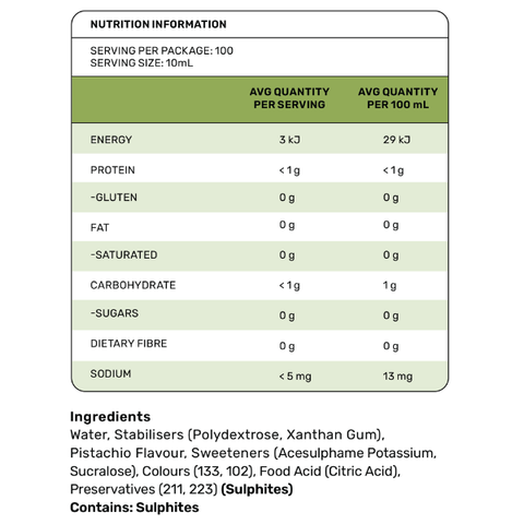 Zero Sugar Pistachio Syrup 1L