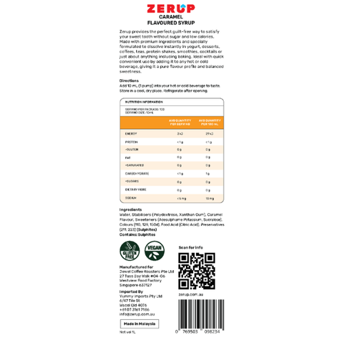 Zero Sugar Caramel Syrup 1L