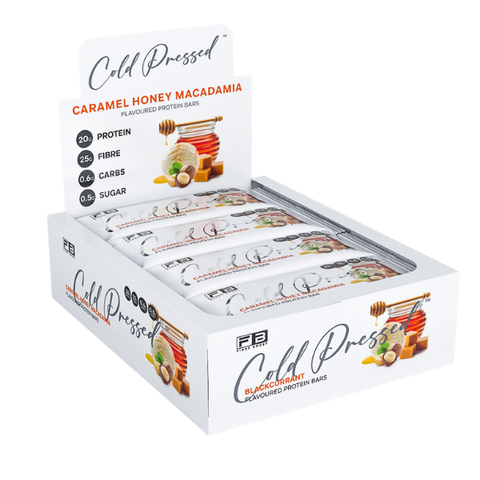 FIBRE BOOST Caramel Honey Macadamia Flavour 60g X 12 BOX BUNDLE Cold Pressed Protein Bar -