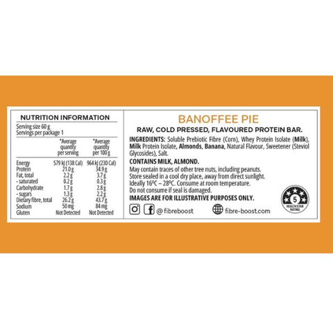 FIBRE BOOST BANOFFEE PIE 60g Cold Pressed Protein Bar